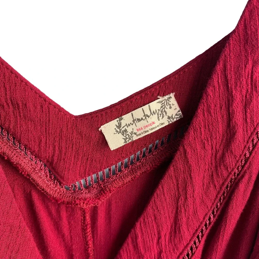 Free People Burgundy Wrap Mini Dress
